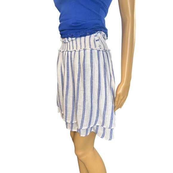 Rails‎ Smocked Waist Linen Blend Skirt in Villa Stripe Cottagecore Boho - Picture 2 of 6